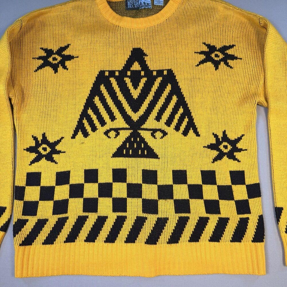 Vintage Canyon River Blues Western Aztec Grandpa Wool Blend Sweater Medium